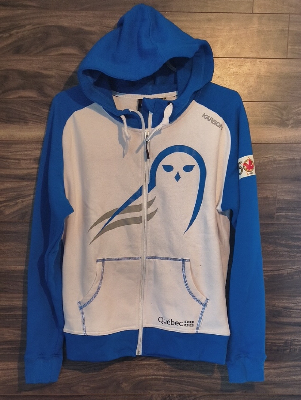 2017 Canada Games Official Team Quebec Karbon Blue & White Owl Zip Hoodie